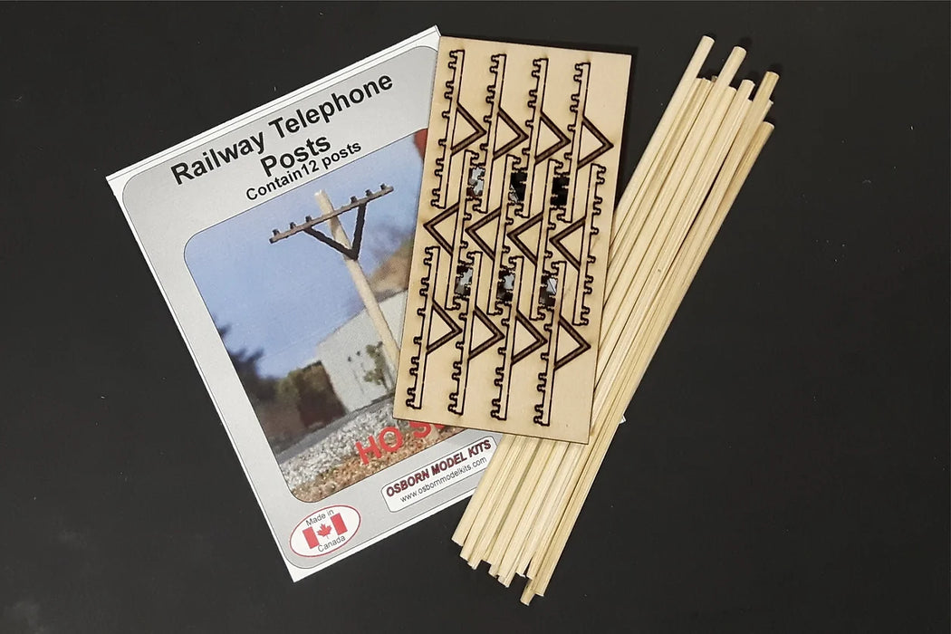 Osborn Model Kits 1068 HO Scale Telephone Poles Kit (12 Pack)