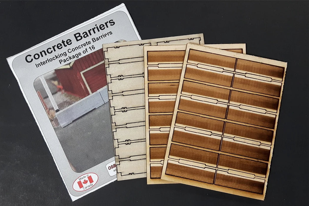 Osborn Model Kits 1087 HO Scale Concrete Barriers Kit (16 Pack)