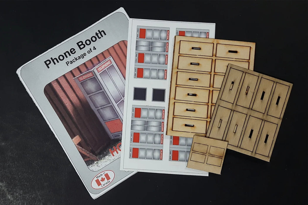Osborn Model Kits 1088 HO Scale 1950s Vintage Phone Booth Kit (4 Pack)