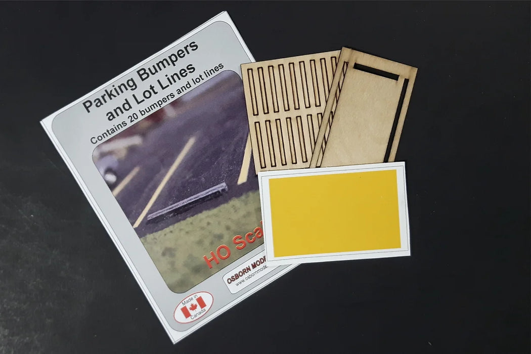 Osborn Model Kits 1097 HO Scale Parking Bumpers and Vinyl Parking Lot Lines (20 Pack)