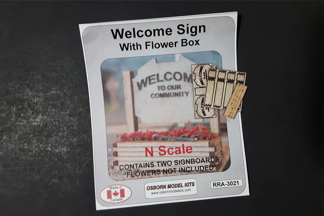 Osborn Model Kits 3021 N Scale Small Town Welcome Sign Kit