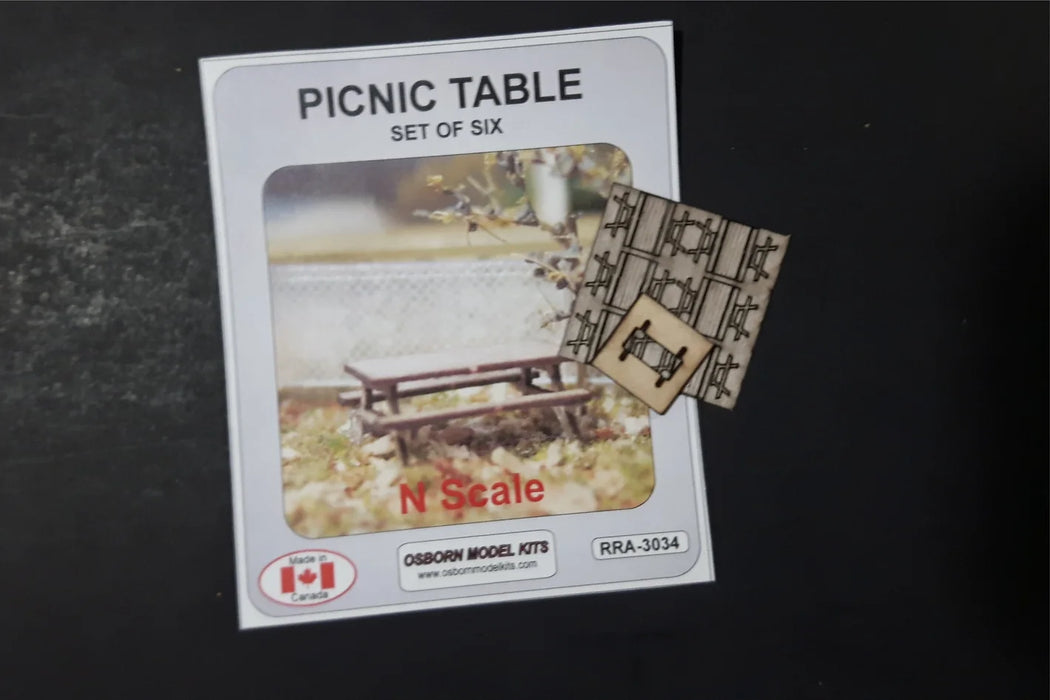 Osborn Model Kits 3034 N Scale Picnic Table Kit (6 Pack)