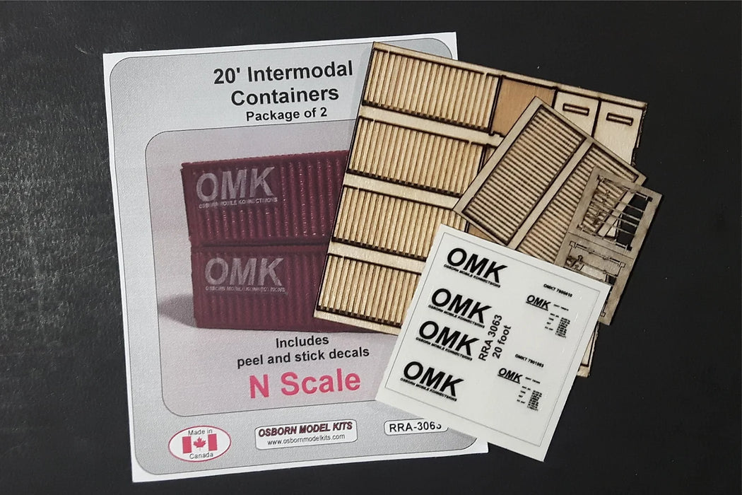 Osborn Model Kits 3063 N Scale 20' Intermodal Containers Kit