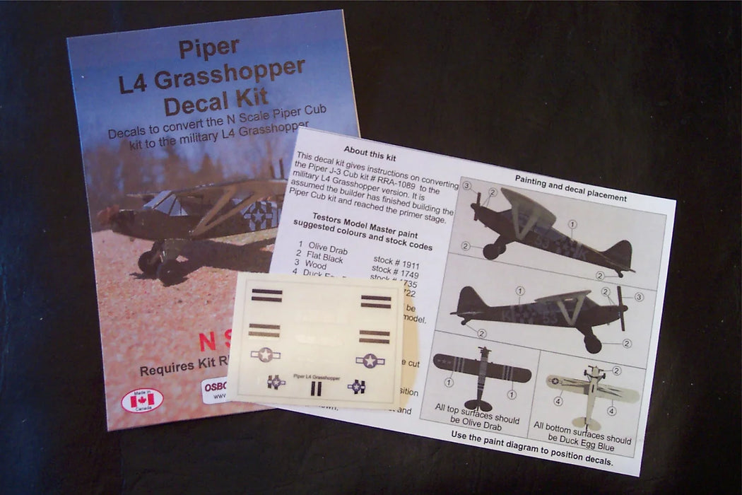 Osborn Model Kits 3090 N Scale L4 Grasshopper Decal Kit