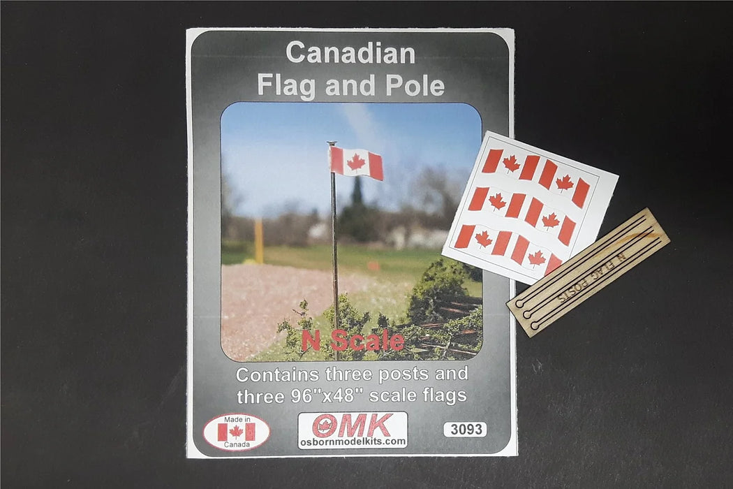 Osborn Model Kits 3093 N Scale Canadian Flag and Pole Kit (3 Pack)