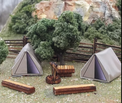 Osborn Model Kits 3113 N Scale Camp Scene Kit