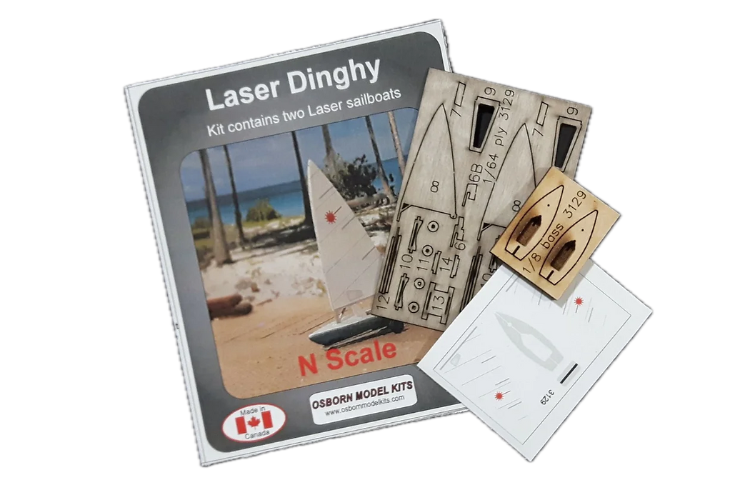 Osborn Model Kits 3129 N Scale Laser Dinghy Sailboat Kit (2 Pack)