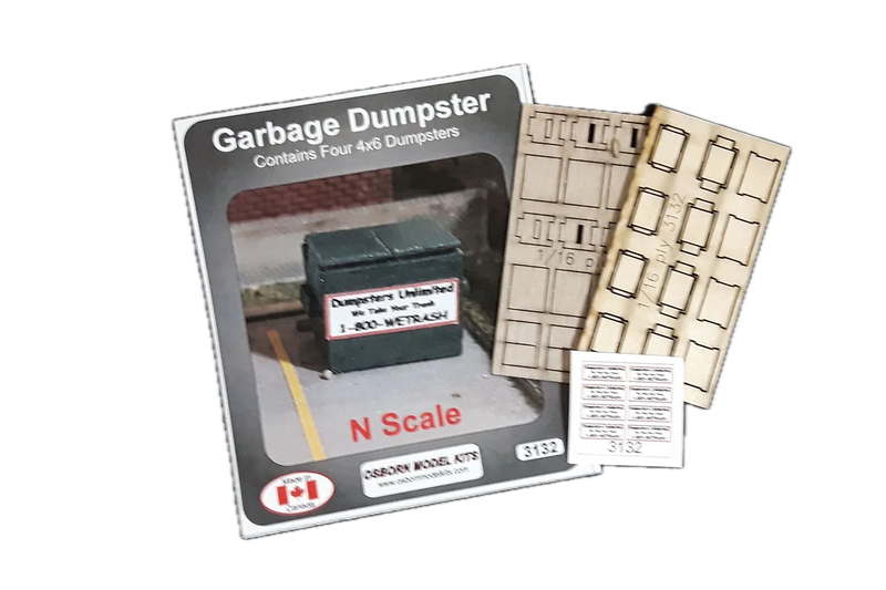 Osborn Model Kits 3132 N Scale Garbage Dumpster Kit (4 Pack)