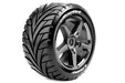 Louise RC L-T3250SBC T-Rocket 1/8 Off-Road Truggy Tires 0 Offset 17mm on Black Chrome Spoke Rim Front/Rear (1 Pair)