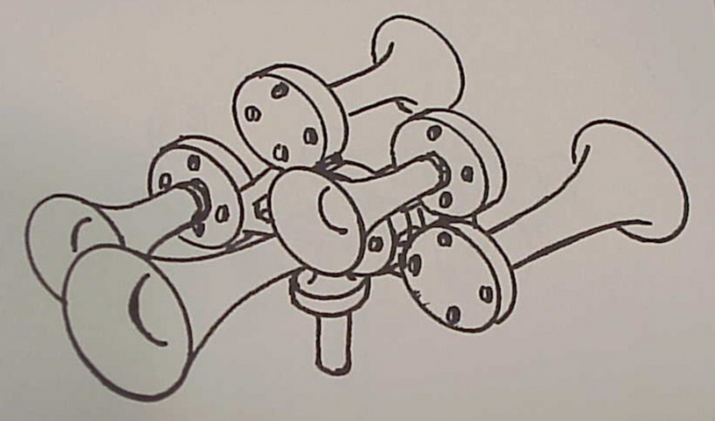 Overland Models 9005 HO Scale 3 Forward 2 Rear Facing 5 Chime Air Horn