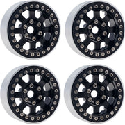 Powerhobby 5050 Black Aluminum 1.9" Beadlock Wheels with 9mm Hubs 4 Pack