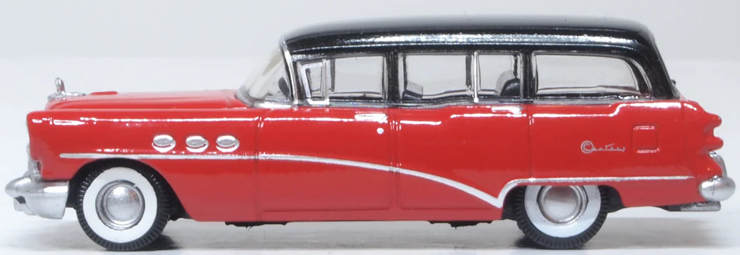 Oxford Diecast 87BCE54004 HO Scale (1:87) 1954 Buick Century Estate Station Wagon - Red/Black