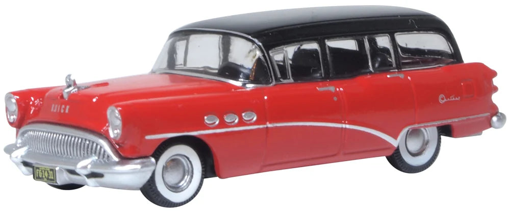 Oxford Diecast 87BCE54004 HO Scale (1:87) 1954 Buick Century Estate Station Wagon - Red/Black