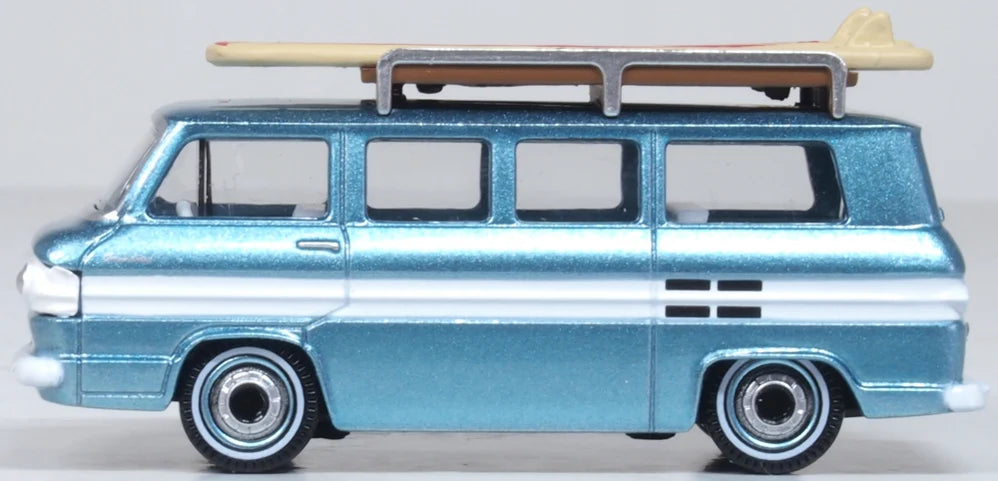Oxford Diecast 87CG61001 HO Scale (1:87) 1961 Chevrolet Corvair Greenbrier Passenger Van - Turquoise & White