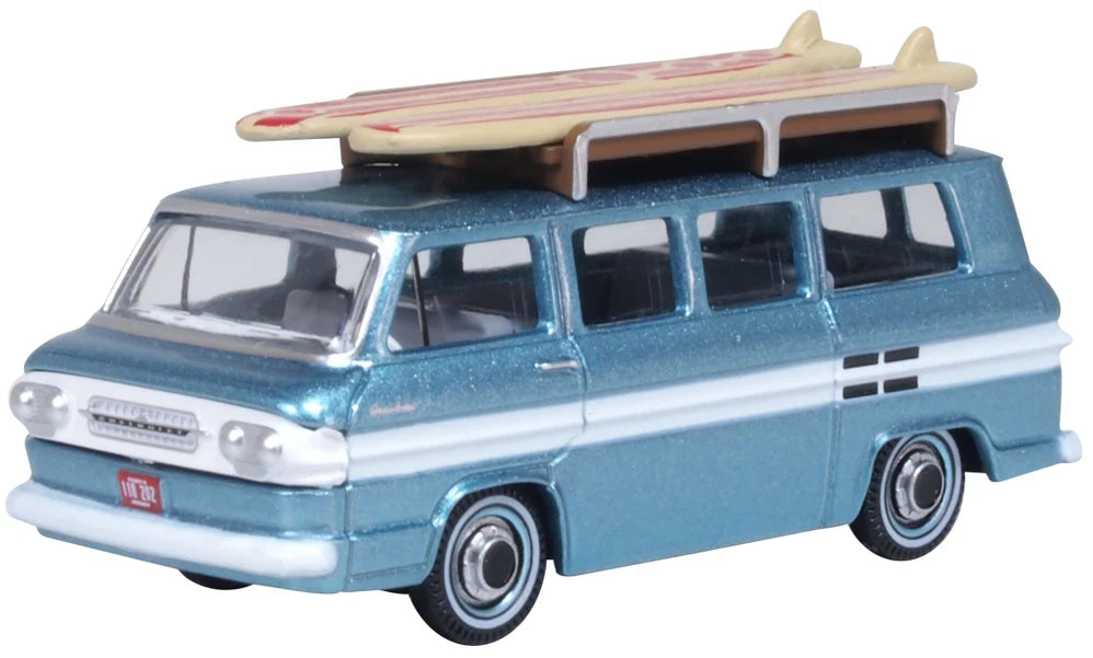 Oxford Diecast 87CG61001 HO Scale (1:87) 1961 Chevrolet Corvair Greenbrier Passenger Van - Turquoise & White