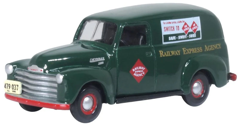Oxford Diecast 87CV50005 HO Scale (1:87) 1950 Chevrolet 3100 Panel Van Railway Express Agency REA (green)