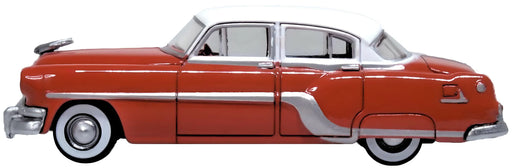 Oxford Diecast 87PC54004 HO Scale (1:87) 1954-1965 Pontiac Chieftain Coral Red and Winter White