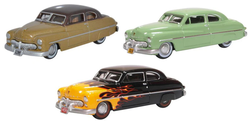 Oxford Diecast 87SET002 HO Scale (1:87) 1949 Mercury 8 Coupe 3-Pack - 70th Anniversary Set