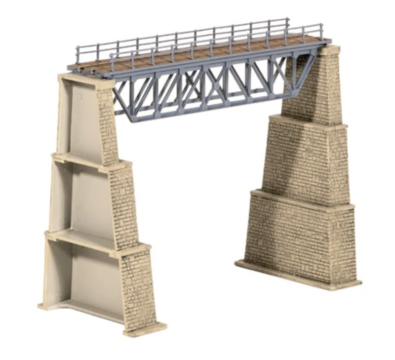 Peco 240 N Scale Steel Truss Bridge with Stone Piers Kit