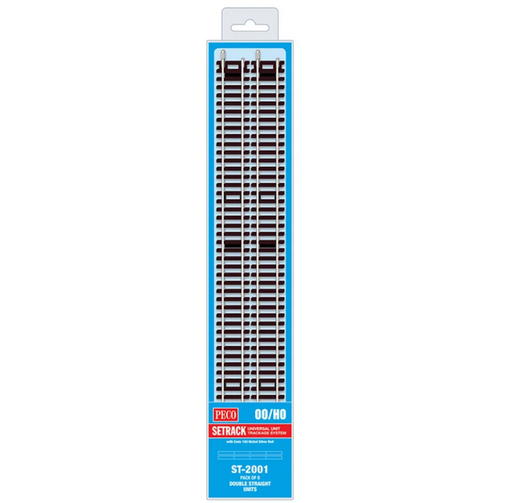 Peco Setrack ST-2001 HO Scale Double Straight Code 100 Track (8 Pack)