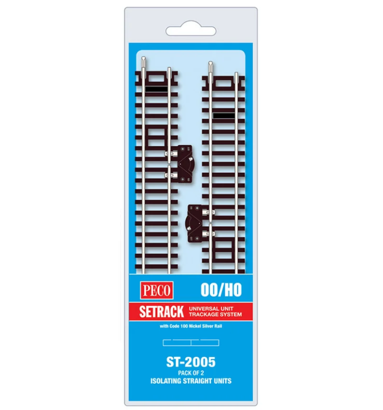 Peco Setrack ST-2005 HO Scale Isolating Standard Straight Code 100 Track (2 Pack)