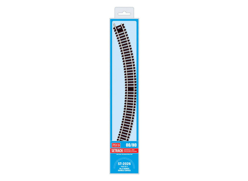 Peco Setrack ST-2026 HO Scale No.2 Radius Double Curve Code 100 Track (4 Pack)