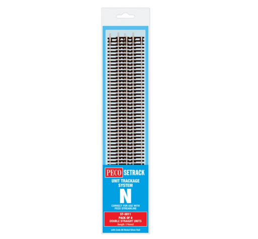 Peco Setrack ST-3011 N Scale Code 80 Double Straight Track (8 Pack)