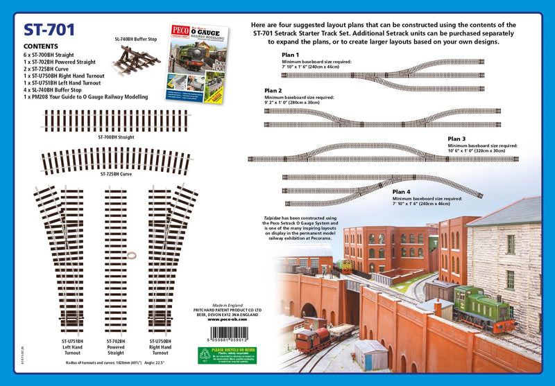 Peco Setrack ST-701 O Scale 2 Rail Code 124 Starter Track Set