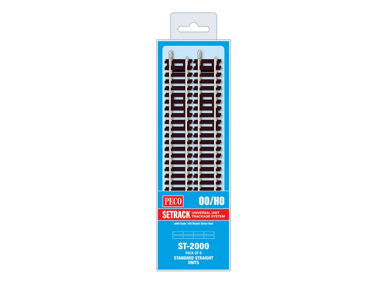 Peco Setrack ST-2000 HO Scale 15-1/2" Standard Straight Code 100 Track (8 Pack)