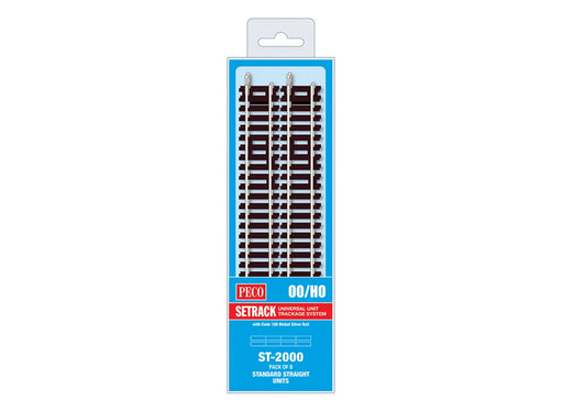 Peco Setrack ST-2000 HO Scale 15-1/2" Standard Straight Code 100 Track (8 Pack)