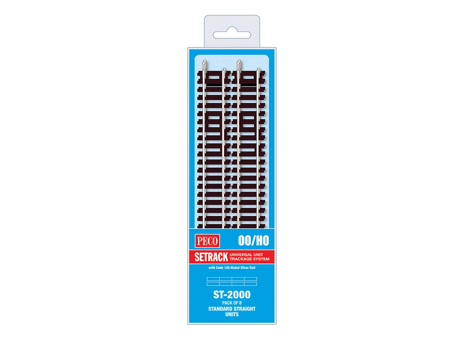 Peco Setrack ST-2000 HO Scale 15-1/2" Standard Straight Code 100 Track (8 Pack)