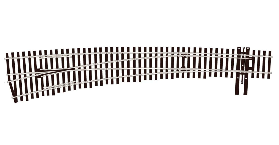 Peco Streamline SL-E8377 HO Scale Code 83 Electrofrog #7 Left Hand Curved Turnout