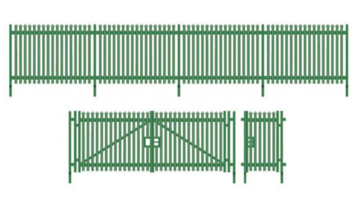 Peco / Wills SSM316 HO Scale Modern Palisade Fencing with Gates (1460mm)