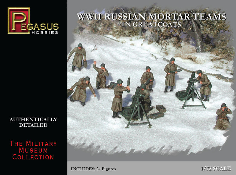 Pegasus Hobbies 7273 1/72 WWII Russian Mortar Teams in Greatcoats Model Kit