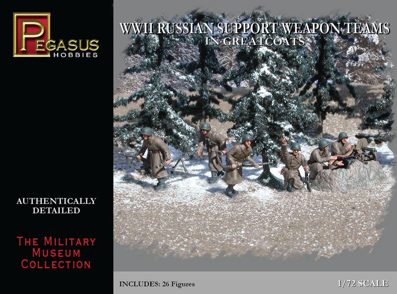 Pegasus Hobbies 7274 1/72 WWII Russian Support Weapon Teams in Greatcoats Model Kit