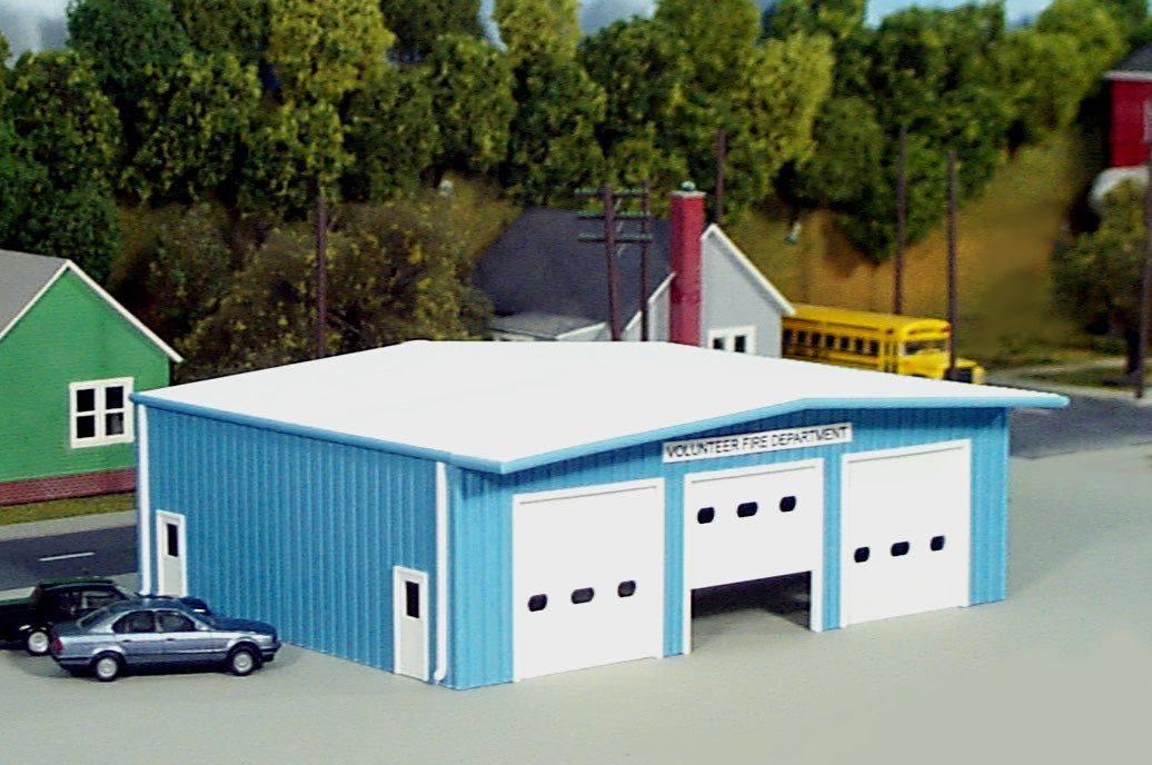 Pikestuff 541-0019 HO Scale Blue Fire Station Kit