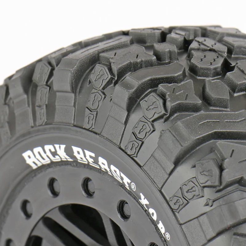Pit Bull Tires 9004BKW 2.2/3.0 Rock Beast XOR SCT Basher Tire Mounted on Black Wheels 2 Pack