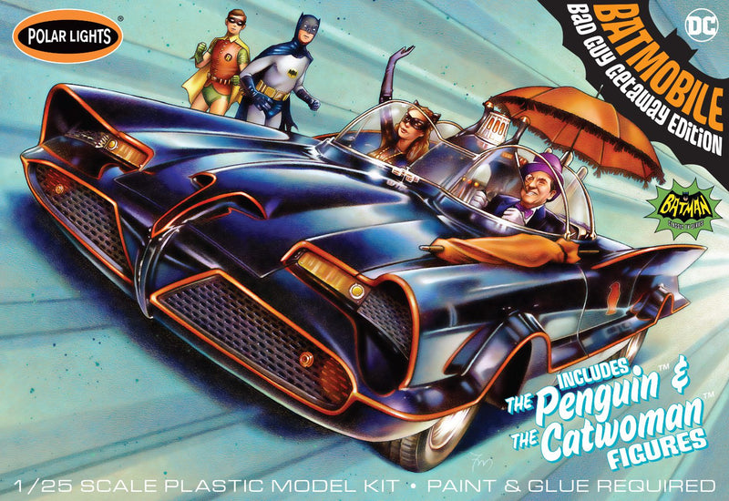 Polar Lights 998 1/25 1966 Batmobile with Catwoman & Penguin Figures Skill 2 Model Kit