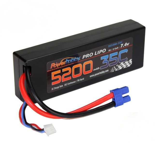 Powerhobby 2S 7.4V 5200mAh 35C Lipo Battery Pack with EC3 Plug
