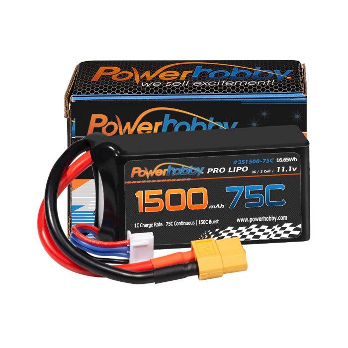 Powerhobby 3S 11.1V 1500mAh 75C Lipo Battery Pack with XT60 Plug