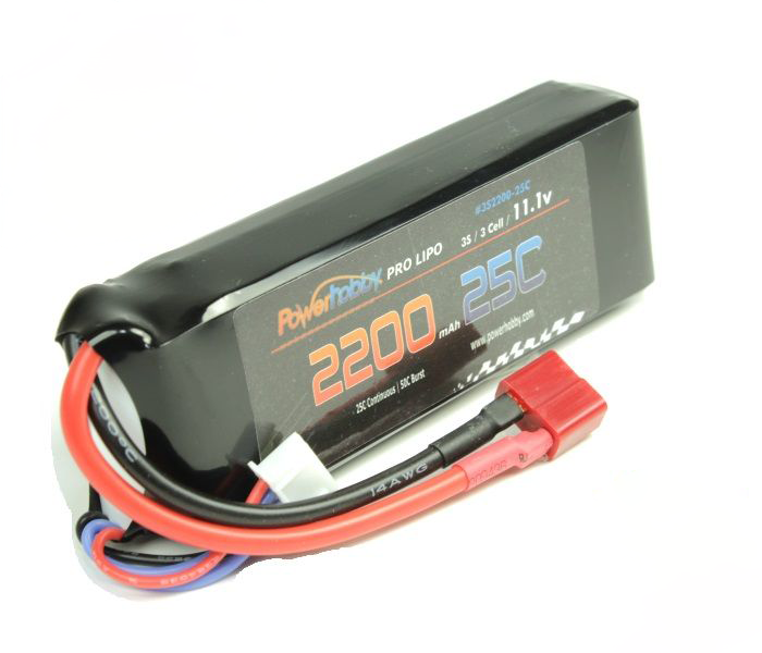 Powerhobby 3S 11.1V 2200mAh 25C Lipo Battery Pack with Deans Plug
