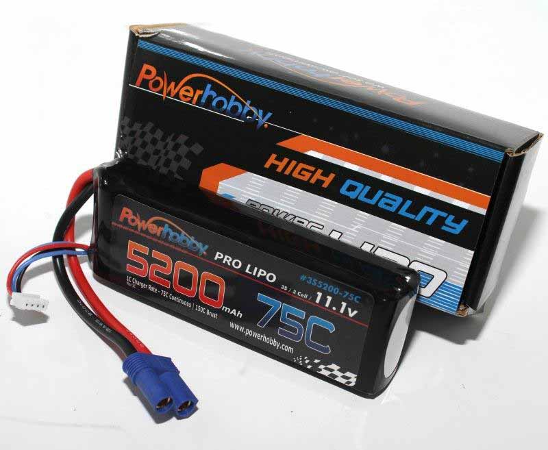 Powerhobby 3S 11.1V 5200mAh 75C Lipo Battery Pack with EC5 Plug