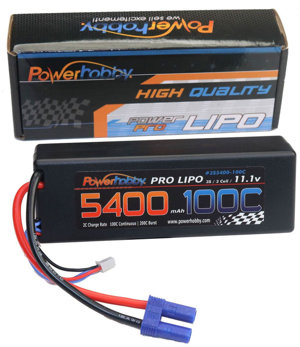 Powerhobby 3S 11.1V 5400mAh 100C Lipo Battery Pack with EC5 Plug