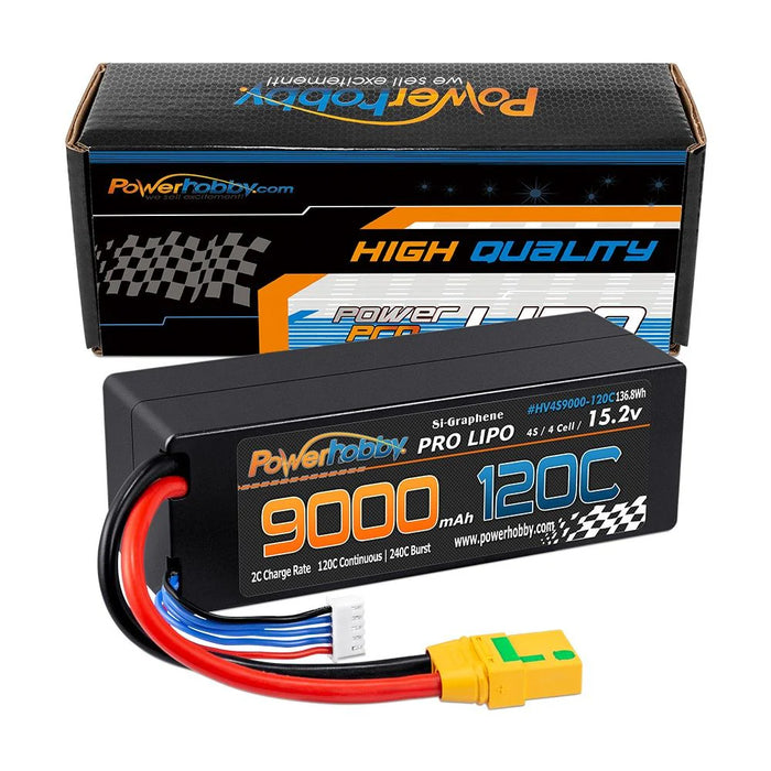 Powerhobby 4S 15.2V 9000mAh 120C Graphene LiPo Battery with XT90 Plug and Hard Case 120C Continuous and 240C Burst