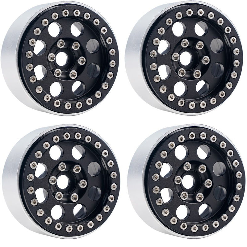 Powerhobby 5051 Black Aluminum 1.9" B2 Beadlock Wheels with 9mm Hubs 4 Pack