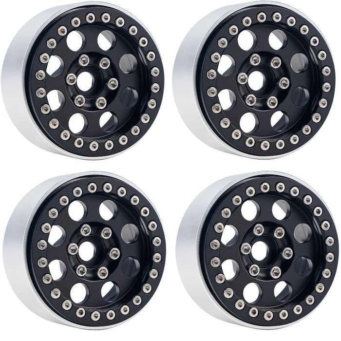 Powerhobby 5051 Black Aluminum 1.9" B2 Beadlock Wheels with 9mm Hubs 4 Pack