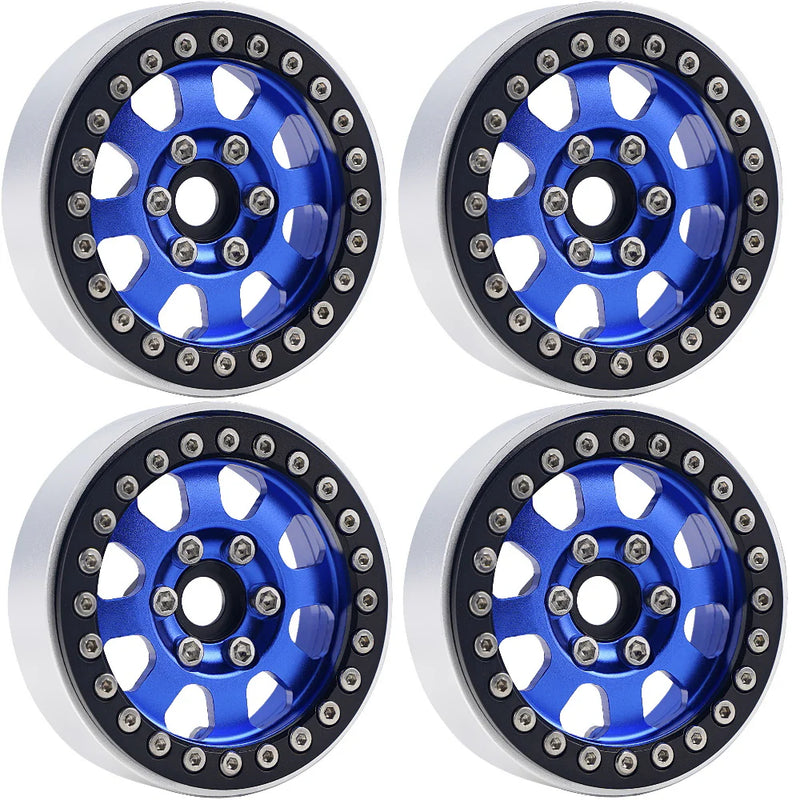 Powerhobby PHB5050 Blue B1 Aluminum 1.9" Crawler Beadlock Wheels 4 Pack