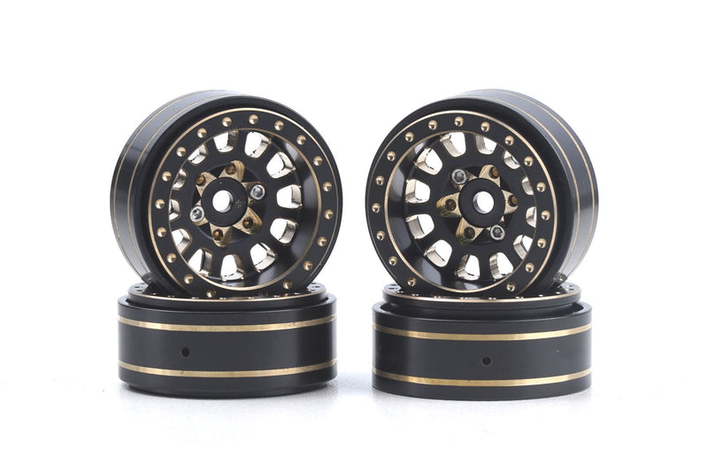 Powerhobby PHB5776 Black and Gold Brass 1.0" Crawler Beadlock Wheels 4 Pack