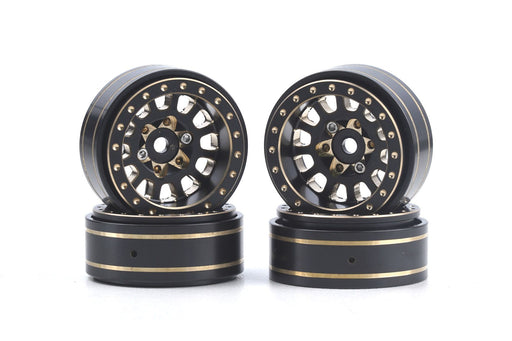 Powerhobby PHB5776 Black and Gold Brass 1.0" Crawler Beadlock Wheels 4 Pack