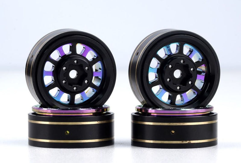 Powerhobby PHB6282 Titanium (Color) Brass 1.0" Crawler Beadlock Wheels 4 Pack